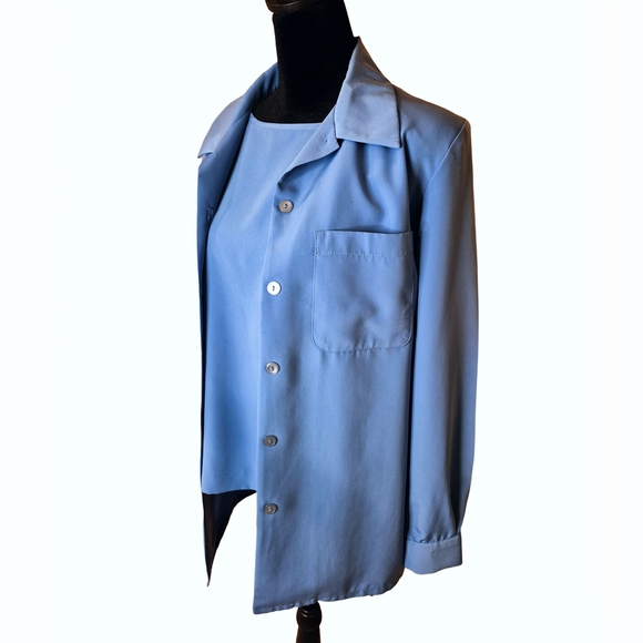 Bedford Fair Blue 2-Piece Blouse & Tank Set | Vintage Style | Size Medium Set - Picture 3 of 7